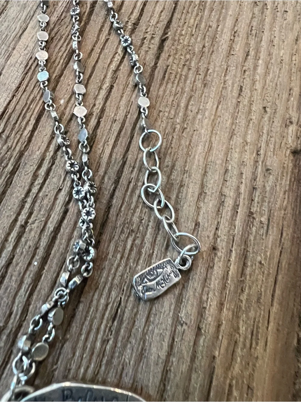 Silver Necklace with Deep Blue Stone Pendant - Inspirational Accent
